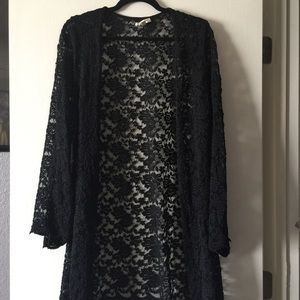 Black Bell Sleeve Lace Cardigan