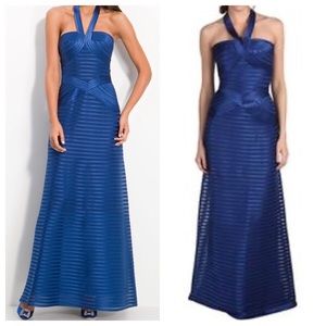 BCBGMaxazria Blue Rosanna Bandage Halter Gown