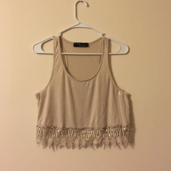 nude lace trim crop