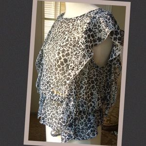 Leopard print flutter top