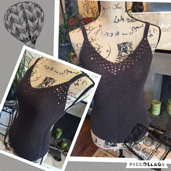 The Limited Tops - The Limited crochet and sequins tank top