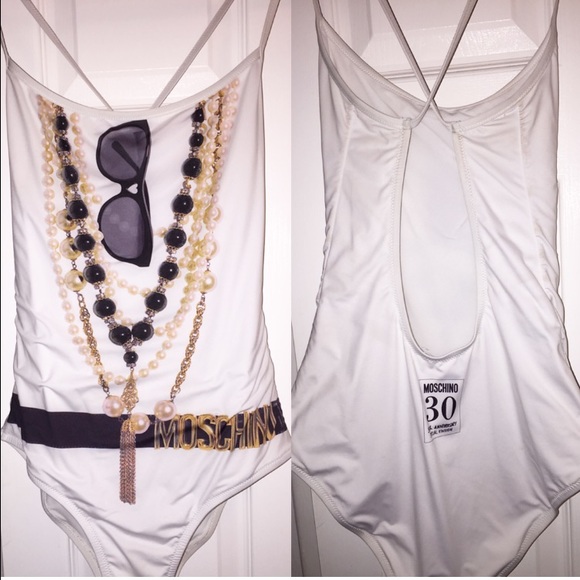 MOSCHINO Lycra Logo Bathing Suit - White