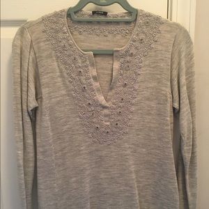 Cashmere blend grey v-neck sweater