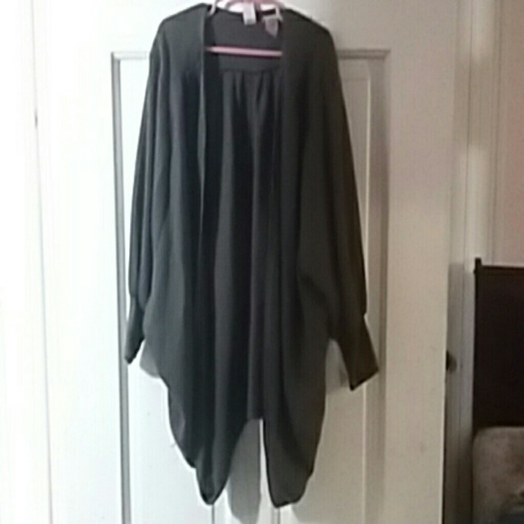 Dark grey open blouse. 3/4 length sleeve - Picture 1 of 3
