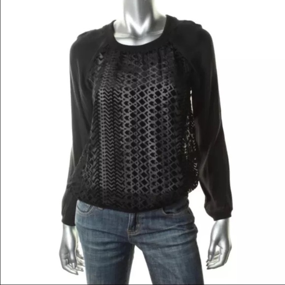 Addison black silk blend top size s