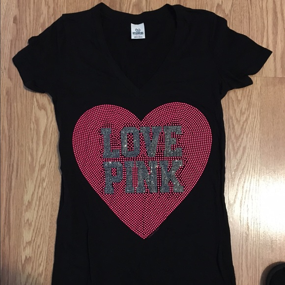 Victoria's Secret black v-neck t-shirt with bling