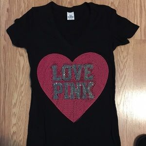 Victoria's Secret black v-neck t-shirt with bling