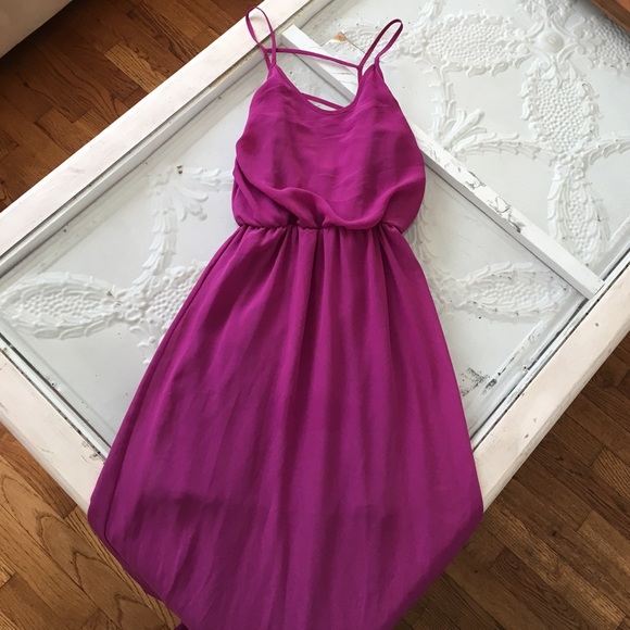 Fuchsia colored strappy maxi dress