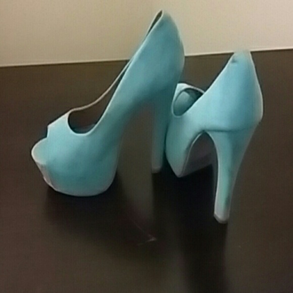 Open toe blue heels - Picture 3 of 3