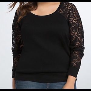 TORRID Black Lace Sleeved Top