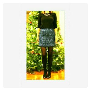 J.Crew Blue and Black Wool Plaid Mini Skirt