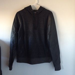 Faux Leather Sleeved Hoodie