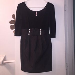 Black and grey button dress