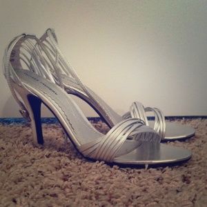 Silver Ankle Strap Heels