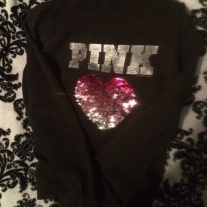 VS pink zip up with sequins heart
