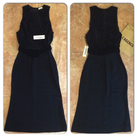 🌹L'AGENCE🌹Midi Sleeveless Black Belted Dress - Picture 1 of 4