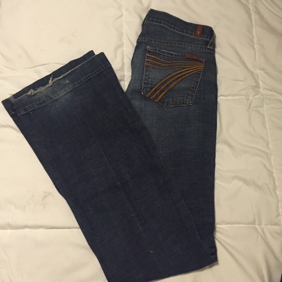Worn jean, bottom have some wear shown