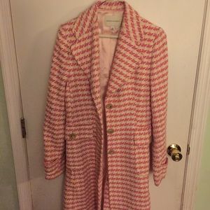 Beautiful long pink and white Banana Republic coat