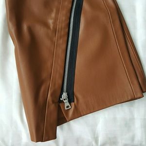 Brown leather skirt