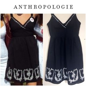 Embroidered V neck dress