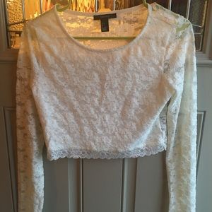 long sleeve lace crop top.