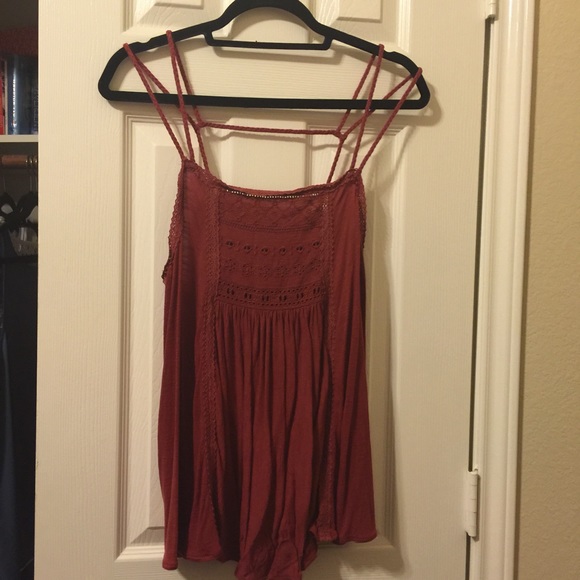Red strappy tank top