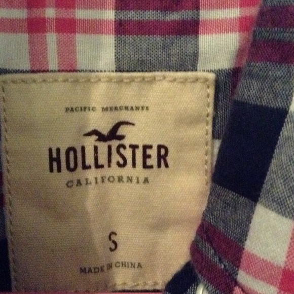 Hollister plaid shirt navy and pink size small - Picture 4 of 4