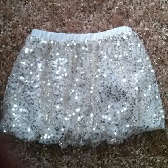 Girls Gold Sequin Bubble Skirt Sz M 7/8