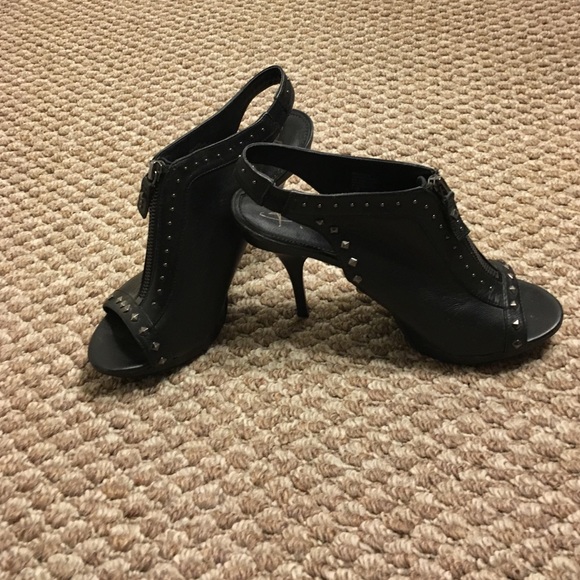 Black Studded Heeled Booties