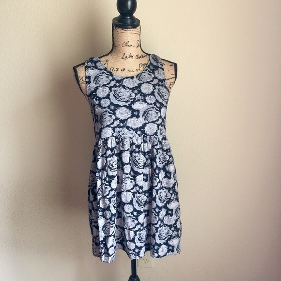 B&W Floral Babydoll Dress