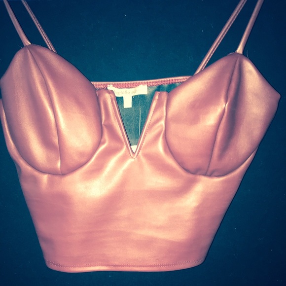 Cropped leather Red Top - Picture 2 of 4