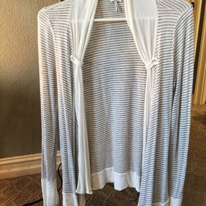 Grey and white striped cardigan
