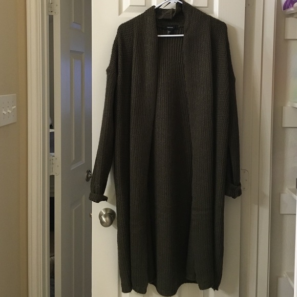 Olive Green Long Cardigan