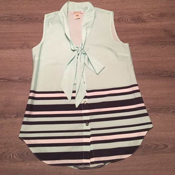 Striped silky tank with bow detail