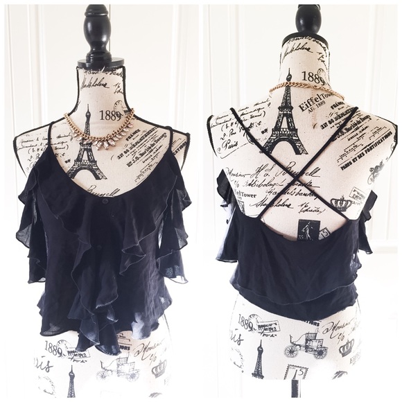 Boutique brand Tops - Black Ruffle Crop Top