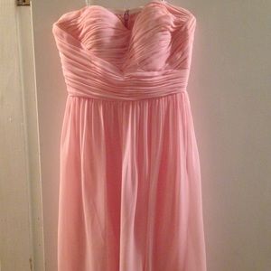Donna Morgan Sarah Strapless Chiffon Dress "Blush"