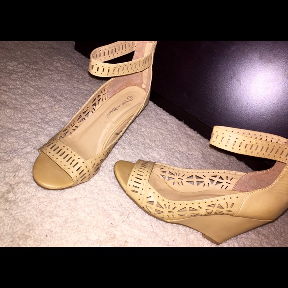 Nude wedges. Worn once.