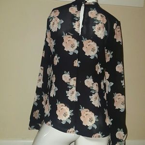 Black floral blouse