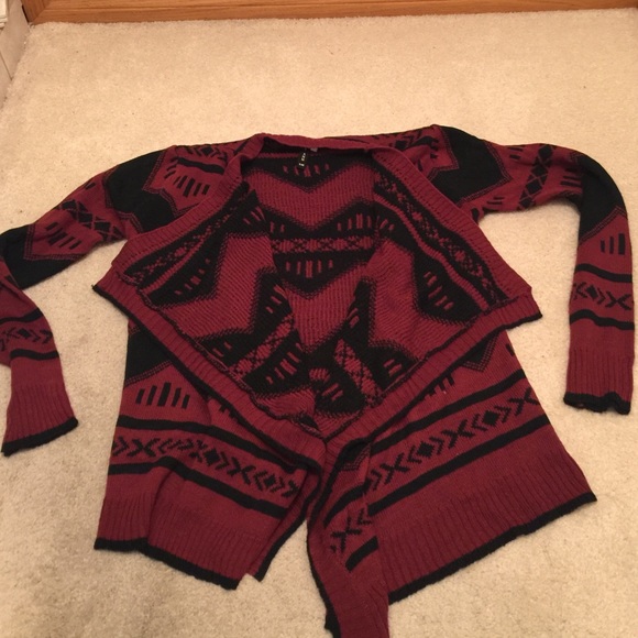 Maroon Aztec cardigan
