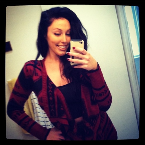 Maroon Aztec cardigan - Picture 2 of 2