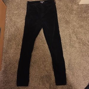 Black velvet skinny jeans