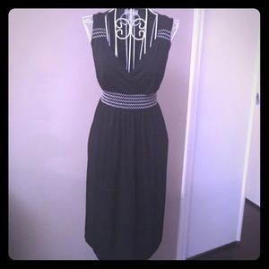 Ann Taylor Loft Black Dress with White Stitchinh