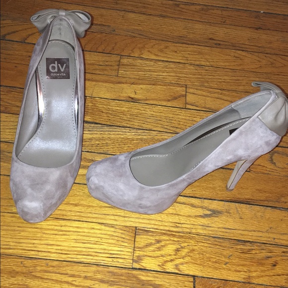 Taupe suede high platform heels