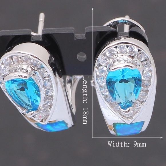 💙925 Silver Blue Fire Opal & Topaz Earrings💙 - Picture 4 of 4
