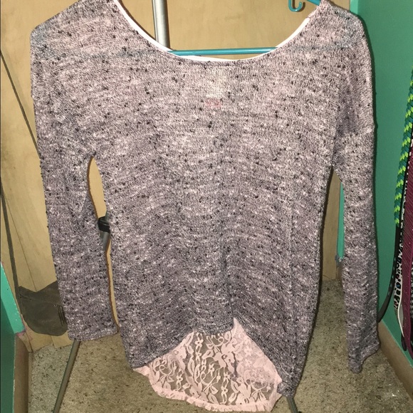 Pink knitted with lace top