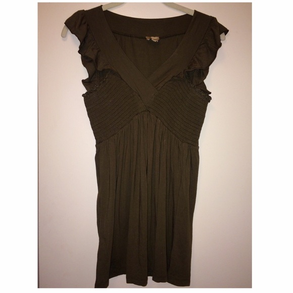 Ella Moss Green Flutter-Sleeve Babydoll Top Size M - Picture 2 of 4