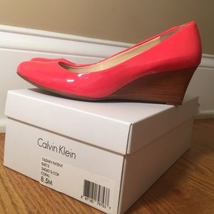 Calvin Klein coral (pink) wedges size 8.5