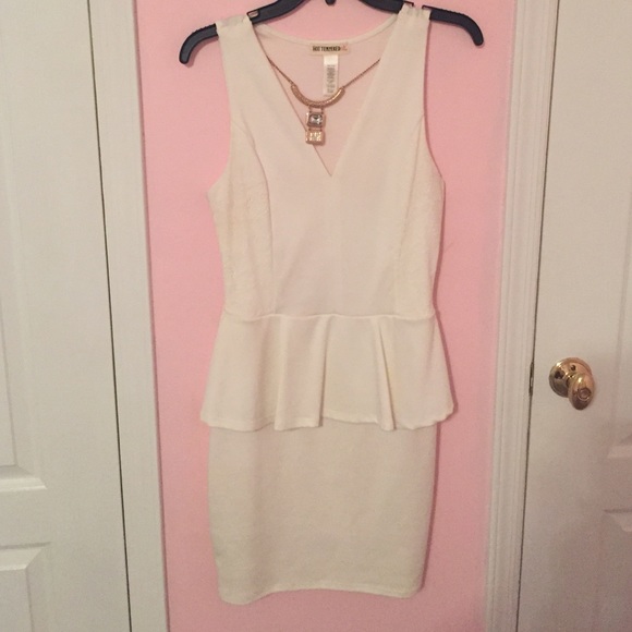 White party dress with attached necklace