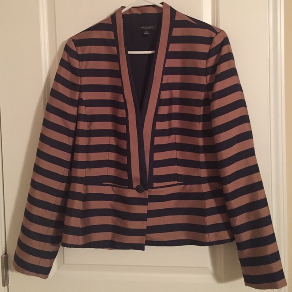 Ann Taylor Navy & Tan Blazer Jacket NWOT Size 12