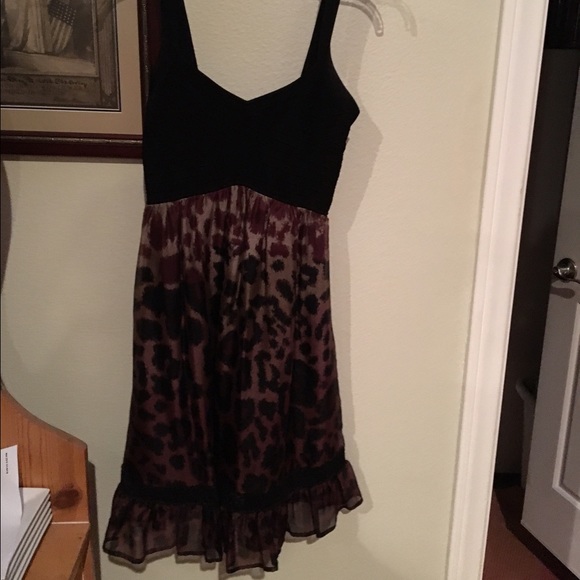 Bebe Black and leopard silk dress